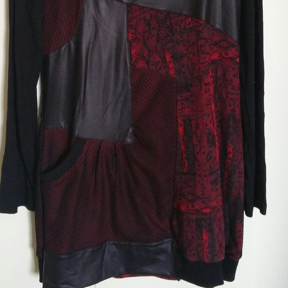 Dolcezza Red and Black Dress /Top M - Picture 3 of 12